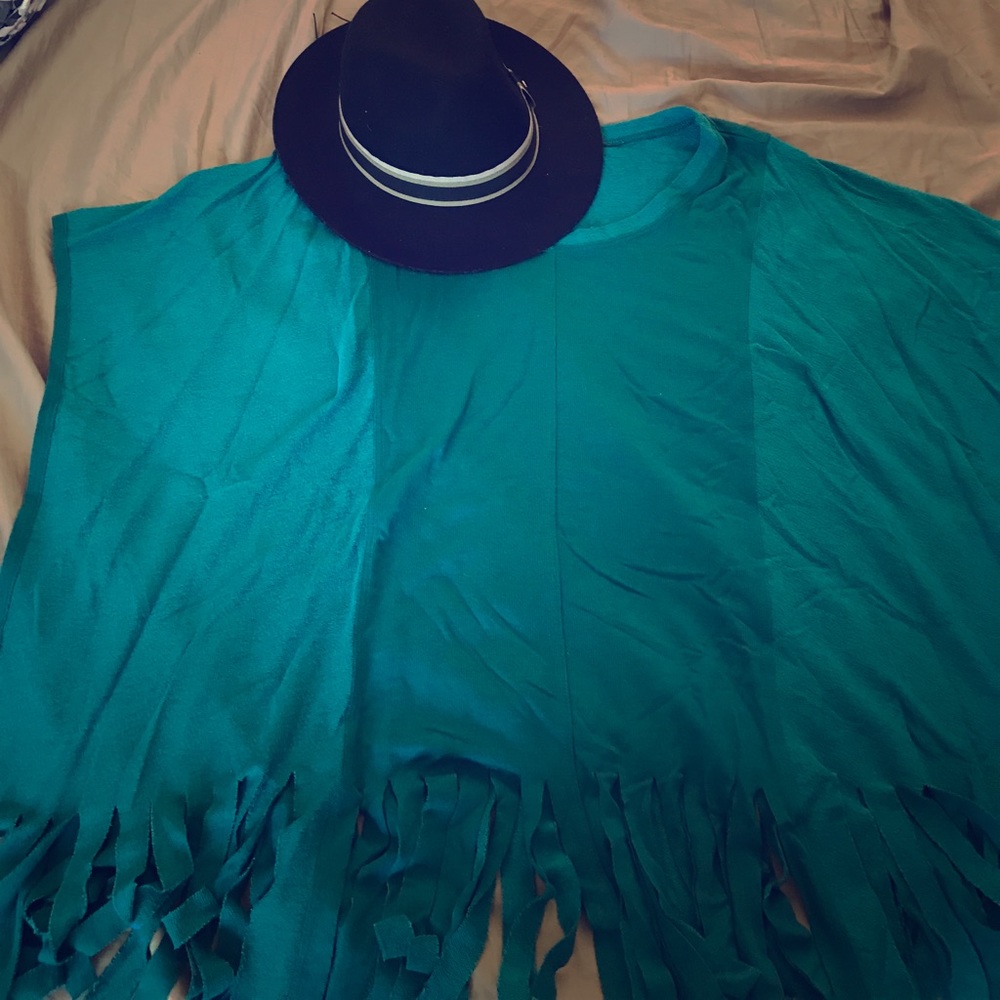 Fringe sweater poncho